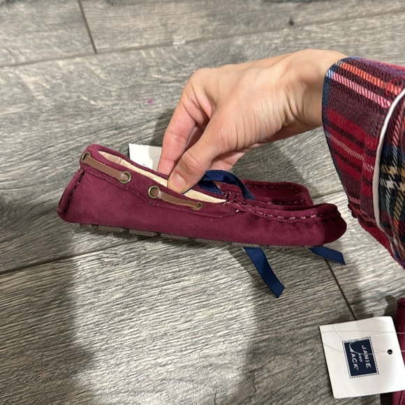 NEW • Janie and Jack • Boys Suede Leather Driving Shoe Slip On Burgundy Red - Picture 3 of 4